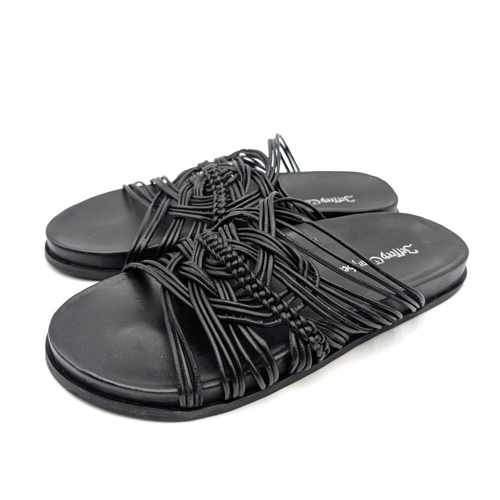 Jeffrey Campbell Intwined Slide Sandals Open Toe Women's Black Size US8 EU38.5